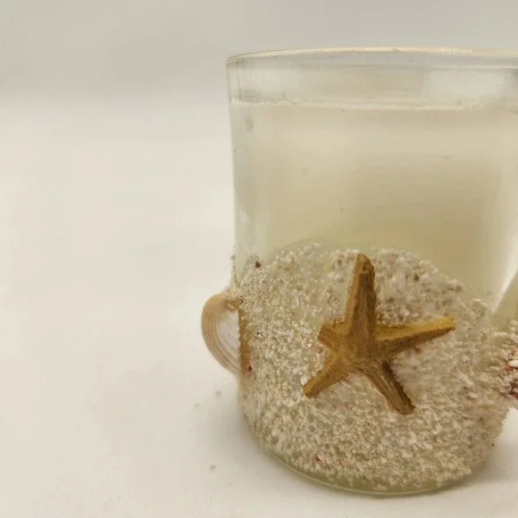 Trio of New Beach Themed Votive Candle Holders With Candles Seashell Sand Decor - Picture 7 of 7